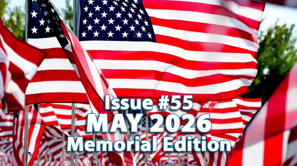American flags displayed in a patriotic arrangement for Memorial Day 2026, commemorating military service and honoring fallen heroes.